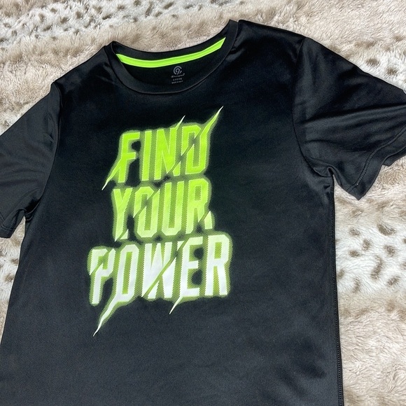 Champion Black Green Glow Tee Size L 12-14 - Picture 4 of 7